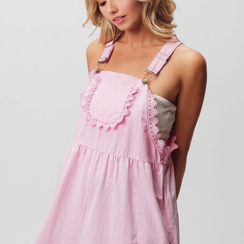 BiBi Lace Edge Detail Wide Leg Overall