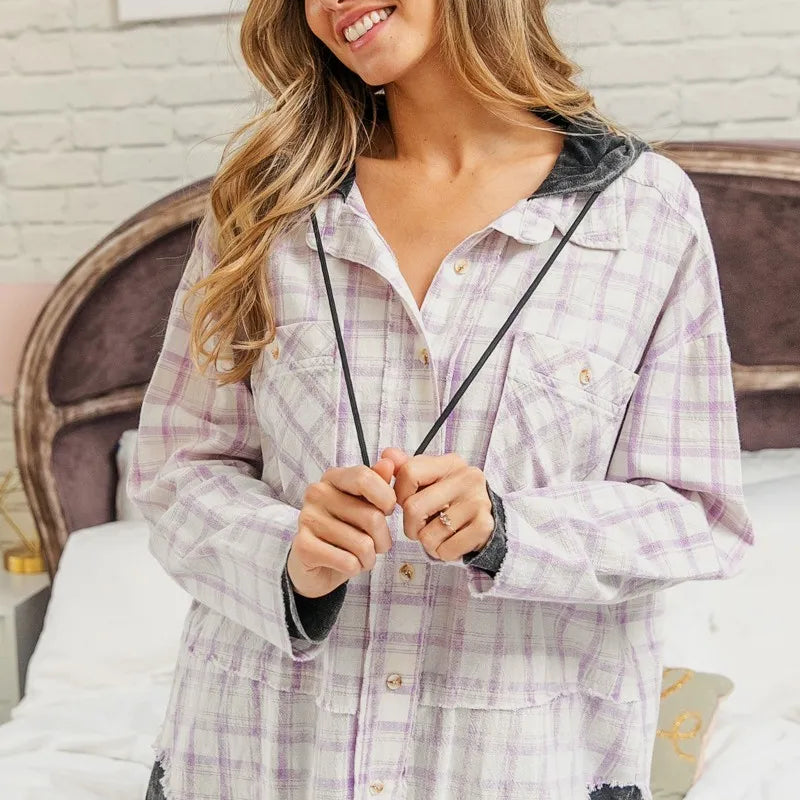 BiBi Casual Check Shirts With Hood