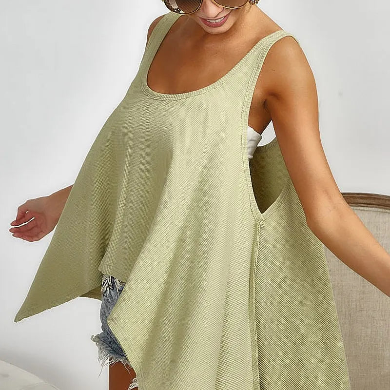 BiBi High and Low Flare Knit Tank Top