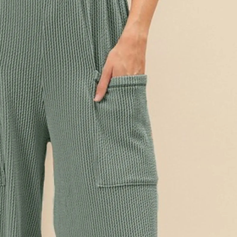 BiBi 2tone Cord Rib Waist Band Side Pocket Pants