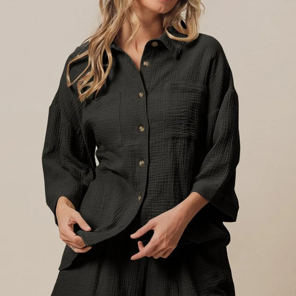 BiBi Crinkle Gauze Shirt and Short Set