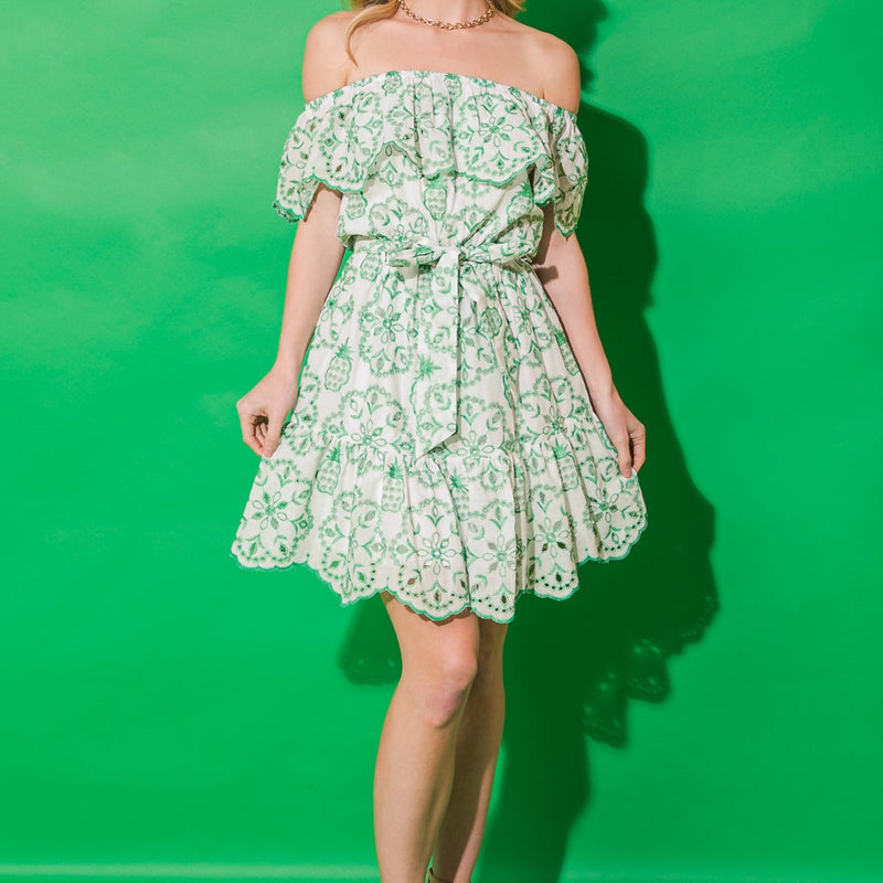 BET ON YOU EYELET MINI DRESS
