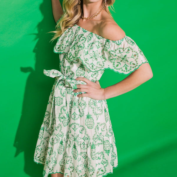 BET ON YOU EYELET MINI DRESS